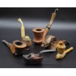 An Eclectic Mix of Six Vintage and Antique Tobacco Smoking Pipes. A/F