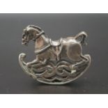 A Vintage Solid Silver Italian Rocking Horse. 4 x 3.5cm. 17.5g