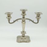 A Silver-Plated Candelabra - Three Holders. 25cm tall.