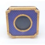 Vintage enamel gilt metal Russian style miniature picture frame by Kitney in original box, case size