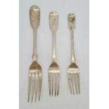 Three Antique Silver Forks - Some interesting marks. 153g total weight.