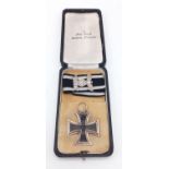 Cased Imperial German WW1 Iron Cross 2nd Class with WW2 Spange on the ribbon which denotes that