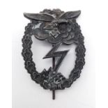 WW2 Luftwaffe Ground Assault Badge. Late War Zinc type with steel pin.