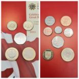 A 2011 Royal Mint coin collection including the shield of arms coins, the WWF 50 pence and the