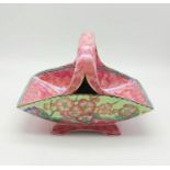 A Beautifully Glazed Maling of Newcastle Ceramic Fruit Tray with Handle. Wonderful pinks with floral