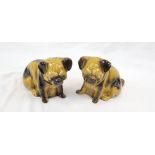 A Pair of Vintage Ceramic Pug Dogs. 20 x 17cm.