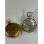 Antique silver pocket watch & 1 other full hunter , hunter watch ( working ) other AF, no key