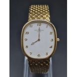 AN 18K GOLD PATEK PHILIPPE AUTOMATIC GOLDEN ELIPSE GENTLEMANS WRIST WATCH WITH TASTEFUL ELEGANT