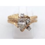 18k yellow gold diamond 2 piece set ring in marquise design, approx 0.50ct diamonds and weight 6.3g,