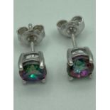 Pair of SILVER and MYSTIC TOPAZ EARRINGS. Complete with original Certificate of Authenticity and