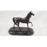 A Beautiful Bronze Thoroughbred Horse Figurine - Stands on a Marble Base. Signed by Mene. 36 x 30cm.