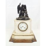An Antique French Bronze Figurine Mantel Clock. Made by E.E. Emanuel of Paris. Bronze angelic