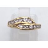 An 18 K yellow gold ring with diamonds ( 0.4 carats). Ring size: I, weight: 2.4 g.