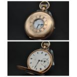 An Antique (1900-20) 9K Gold Benson Half-Hunter Chronograph Pocket Watch. Very good, clean condition