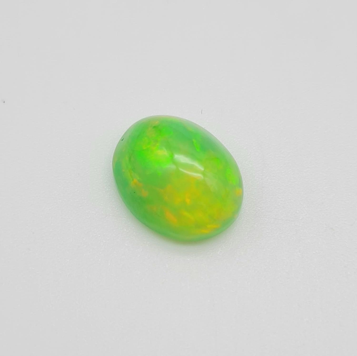 A 4.18ct Natural Green Fire Opal Gemstone in Oval Cabochon. Come with IGL&I Certificate - Image 2 of 4