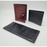 Three Designer Leather Wallets. Pierre Cardin, Prada and an English Maker. Good condition but A/F.