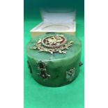A Russian stunning Nephrite jade diamond silver enamel large table snuff box Stunning condition /