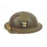 WW2 British Mk II Combat helmet with insignia of the 49th (West Riding) Infantry Division.
