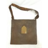 Vintage or Antique Heavy Leather and Brass Despatch Riders Bag 2 inner pockets 1 outer pocket 48cm