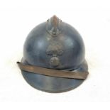 WW1 French Model 1915 Casque Adrianne Helmet badged to the Infantry. Original paint and liner.