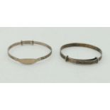 Two Antique Solid Silver Adjustable Christening Bangles.