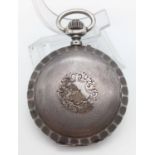 Antique solid silver Courvoisier Freres pocket watch, diameter 5cm, weight 97.9 grams