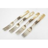 Four Antique Silver Forks. Hallmarks for RF Mosley of Sheffield 1890. Mother of Pearl handles. 16cm.