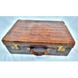A Vintage Asprey Crocodile Skin Travelling Suitcase - With Original Locking System. A Solid case