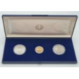 A set of three Greek coins, commemorative of the XXIII (23rd) Olympic games at Los Angeles 1984. Two