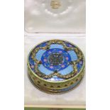 Superb Russian Solid silver Enamel Diamond Ruby Sapphire table snuff Box In Original wooden box ,