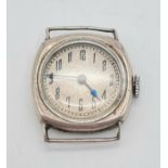 A silver watch (without bracelet) in working order. Dial dimensions: 21 x 21 x 0.8 mm. Weight: 12 g.