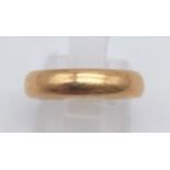 A 22K Yellow Gold Band Ring. Size I. 6.42g