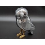 Large vintage solid silver plated owl figure, height 15cm, weight 745.2 grams