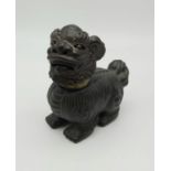 An Antique Chinese Mythical Foo Dog Ceramic Container - With a removable head. 14 x 16cm.