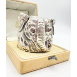 Rare Russian antique silver elephant drinking cup. Gilt interior. Pink sapphire eyes. Diameter: 6cm.