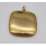 An Antique 1920s 18K Yellow Gold (tests as) Pill Box Locket - In a Pendant Style. 4.5 x 4.5cm. 18.6g