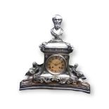 RARE VICTORIAN SOLID SILVER MANTEL CLOCK by Stephen Smith & William Nicholson, modelled with a