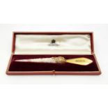A Stunning Asprey of London Antique 18K Gold and Diamond Shell Letter Opener. Packaged in Asprey