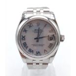 A ROLEX OYSTER PERPETUAL DATEJUST WHITE GOLD AND STEEL WITH SILVERTONE FACE 31mm