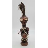 Antique 19th century African carved maternity figurine from the Songye Tribe, amazing work of art,