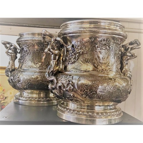 ANTIQUE 19th CENTURY GERMAN SOLID SILVER EXCEPTIONAL MEISSONNIER WINE COOLERS c.1890. Antique 19th - Image 4 of 12