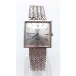 AN 18K WHITE GOLD ROLEX CELLINI SQUARE FACE LADIES WATCH WITH SOLID GOLD STRAP (NEEDS ATTENTION)