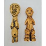 A pair of antique African ivory fertility figures from the Congo tribe, LEGA. Heights are 10.5cm and