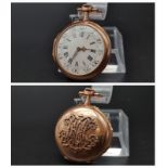 An 18K Gold Ladies Antique (1910s) Pocket Watch. White dial with roman numerals and second number