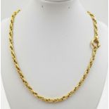 A Vintage 18K Yellow Gold Fancy Link Necklace with Hoop Clasp. 47cm. 25.2g