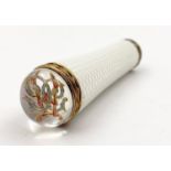 An Antique Russian 14k Yellow Gold Enamel and Rock Crystal Parasol Stamp Handle. 6cm long. 46g