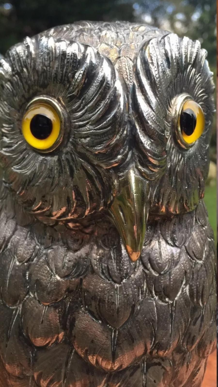 A stunning early 20th century very large sterling silver German owl statue figure c.1920 height : - Image 14 of 15