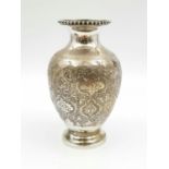 An Antique Persian Solid Silver Vase. Makers mark on base. 13cm tall. 180g.