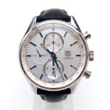 A gents TAG HEUER, CARRERA watch. 41 mm dial, with white face, date, chronometer, automatic, see-