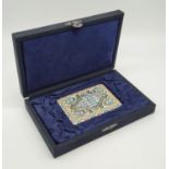 An Antique Russian Silver and Cloisonné Enamel Cigarette Case. Incredible geometric colourful